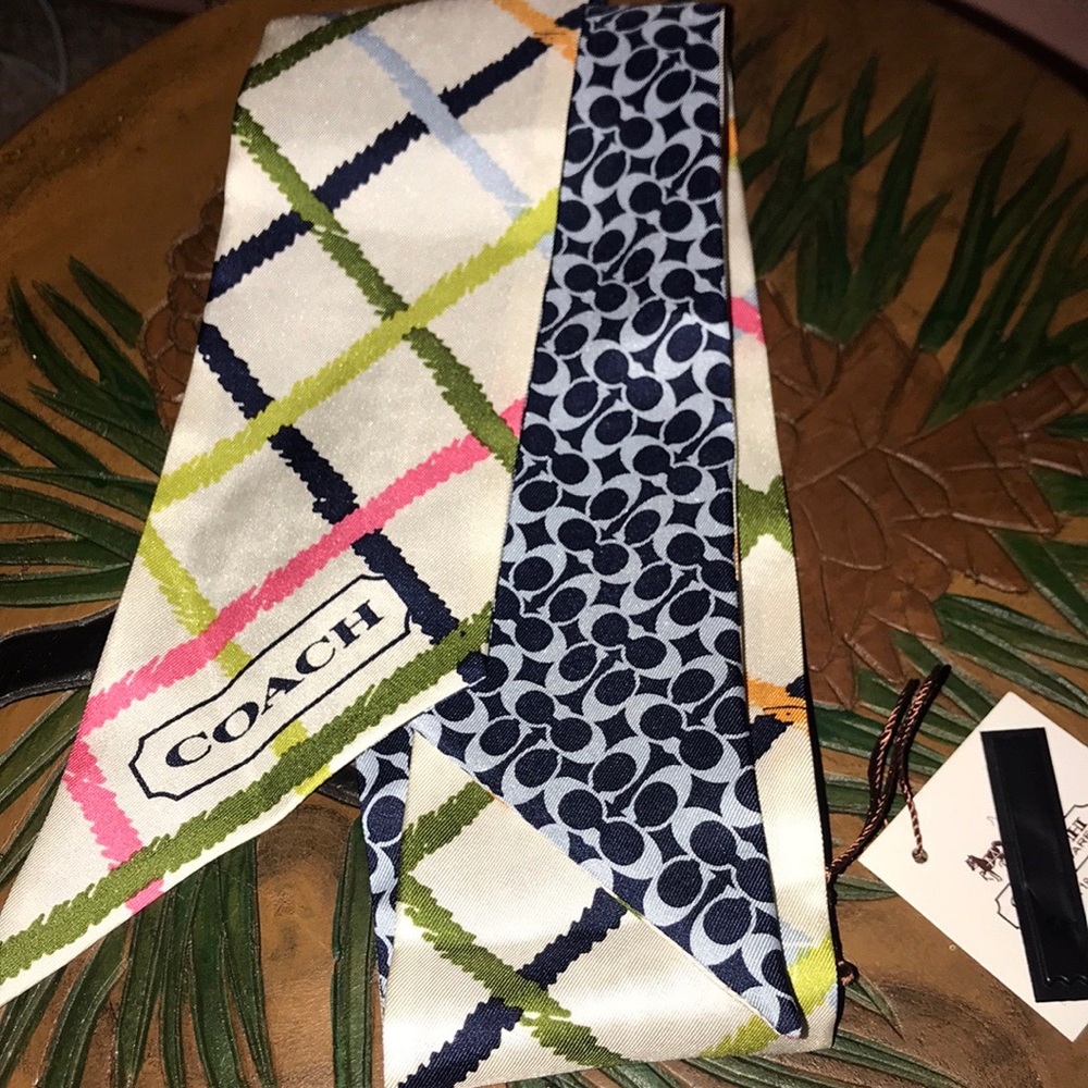 NWT Coach %100 Silk Scarf Tattersall Pony